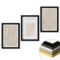 WANDBILDER 3er-Set - 20x30 cm Schwarzer Rahmen - Abstrakte Boho-Dekorationen - Schwarz, Kunststoff (20/30cm) - ArtPrintCave