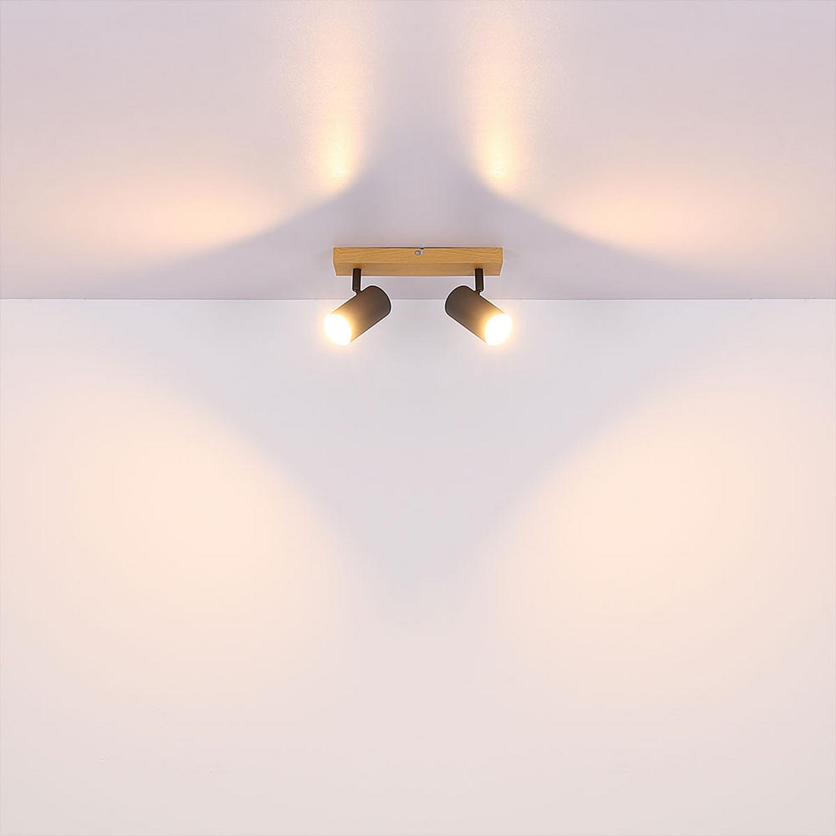 DECKENSTRAHLER Metall Holzoptik Braun 2 flammig - Braun, Metall (26/6/12cm) - Globo Lighting