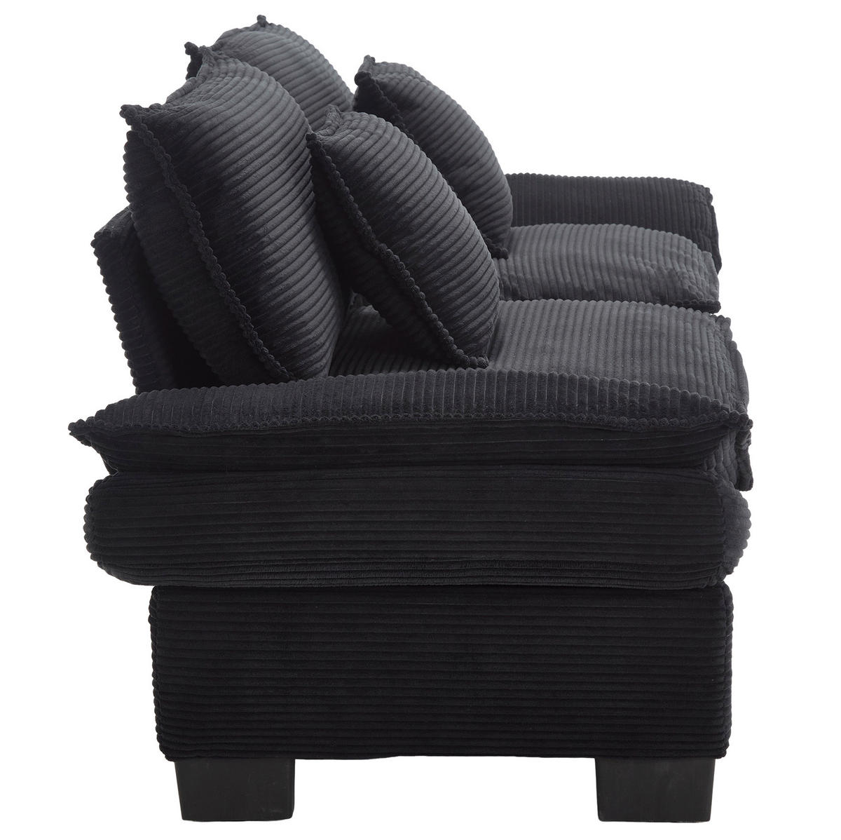 2-SITZER-SOFA aus Samt 224x81x81 cm Schwarz mit ultratiefem Sitz, gepolsterten Armlehnen und 2 Kissen - Schwarz, Textil (81/81/224cm) - Modfu