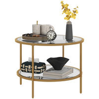 BEISTELLTISCH, Gehärtetes Glas, Gold - Goldfarben, Glas (60/60/43cm) - HOMCOM