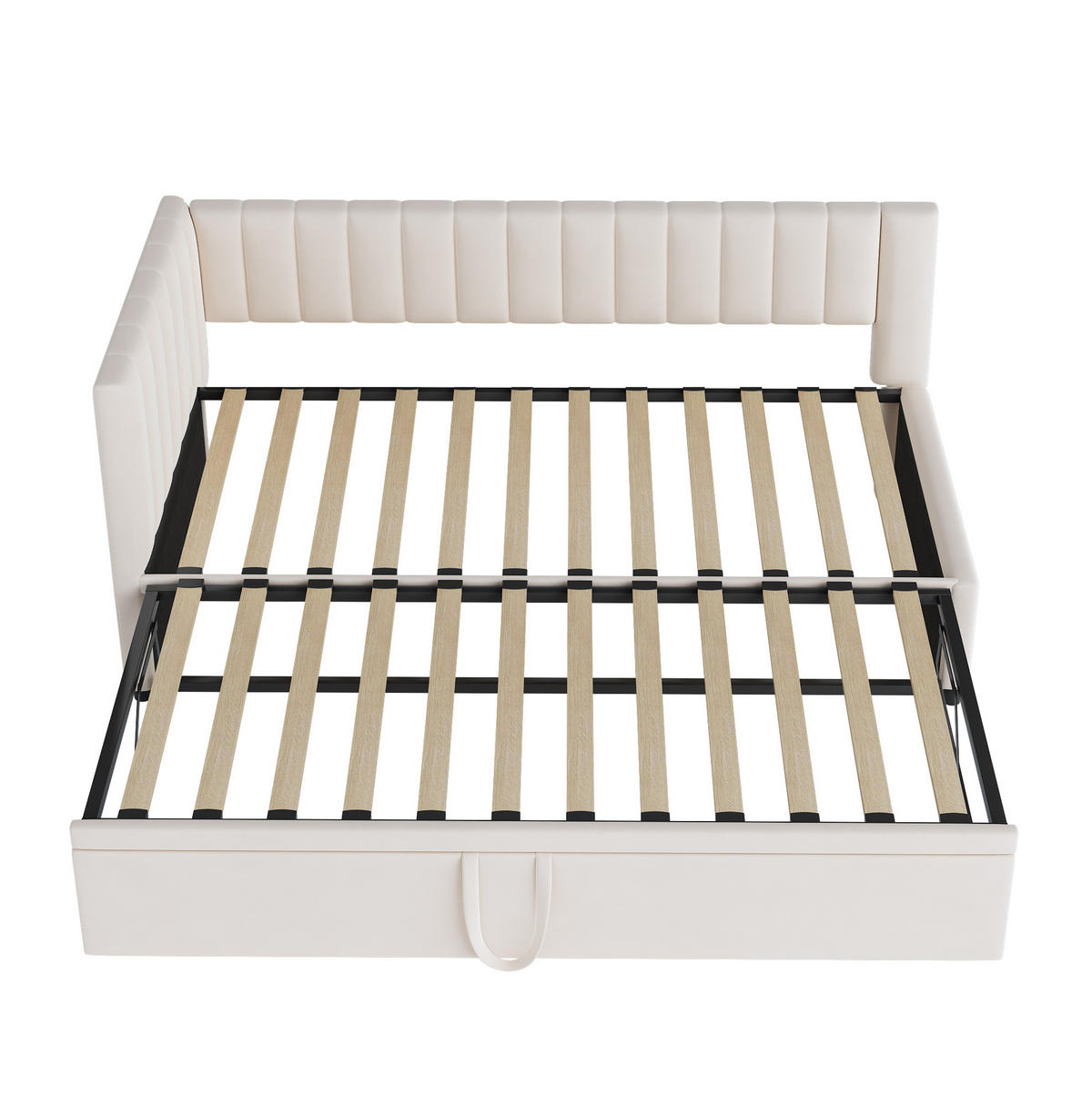 POLSTERBETT 90/180 cm Beige mit Ausziehbett und Samtbezug - Beige, Textil (90/180cm) - OKWISH