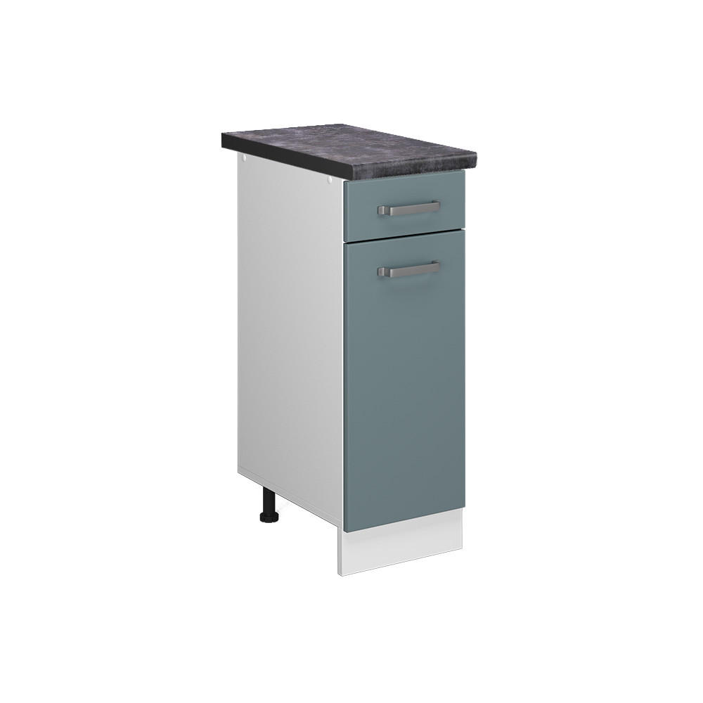 KÜCHENUNTERSCHRANK R-Line Blau-Grau 30 cm, AP Anthrazit - Blaugrau/Weiß, Holzwerkstoff (30/81.6/60cm) - Vicco