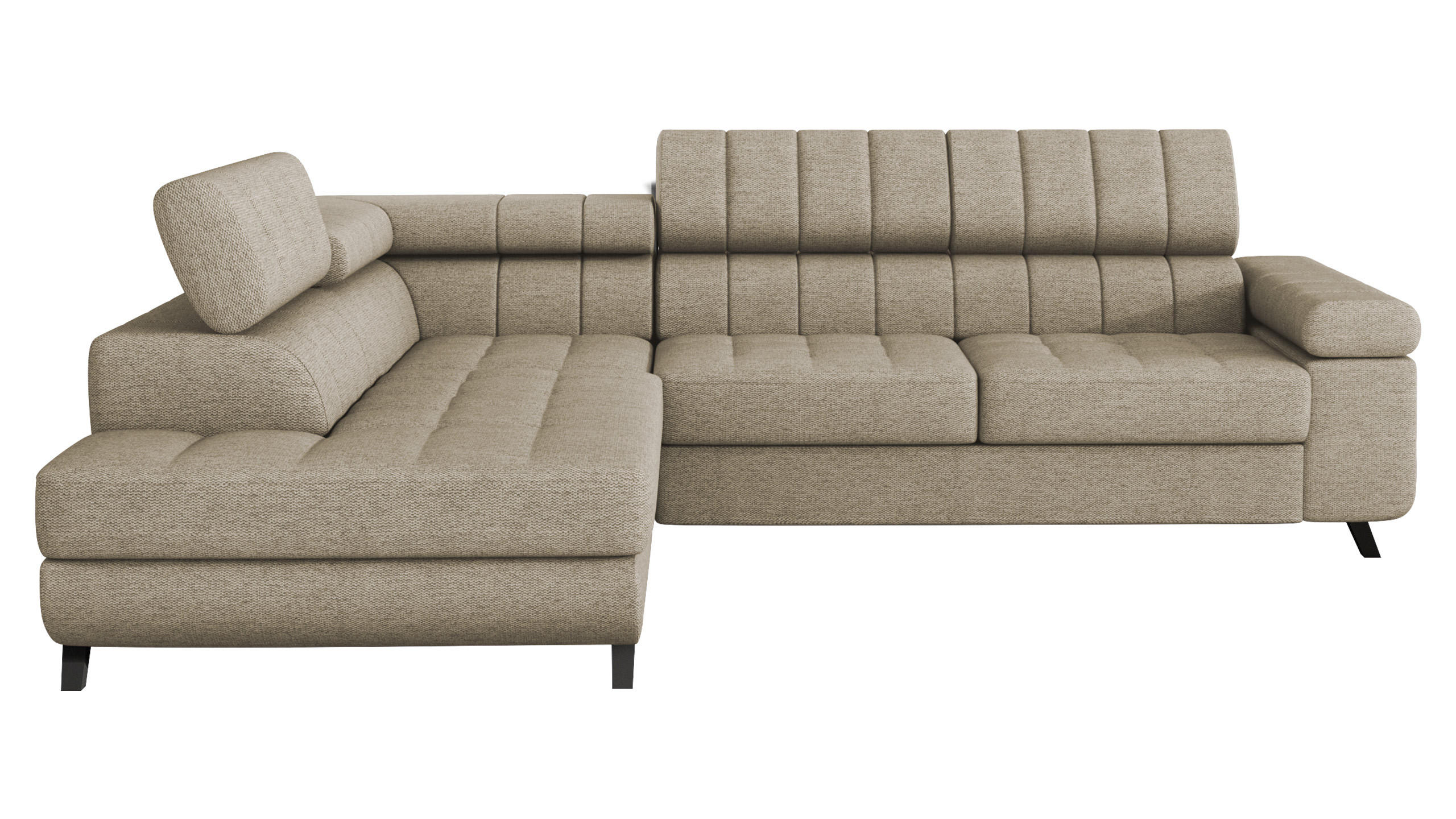 ECKSOFA Nord, Seite: Links - Beige/Schwarz, Holz/Textil (264/203cm) - MIRJAN24