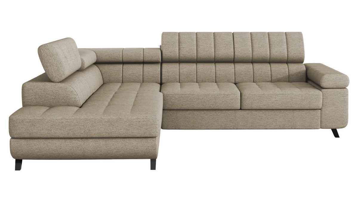 ECKSOFA Nord, Seite: Links - Beige/Schwarz, Holz/Textil (264/203cm) - MIRJAN24