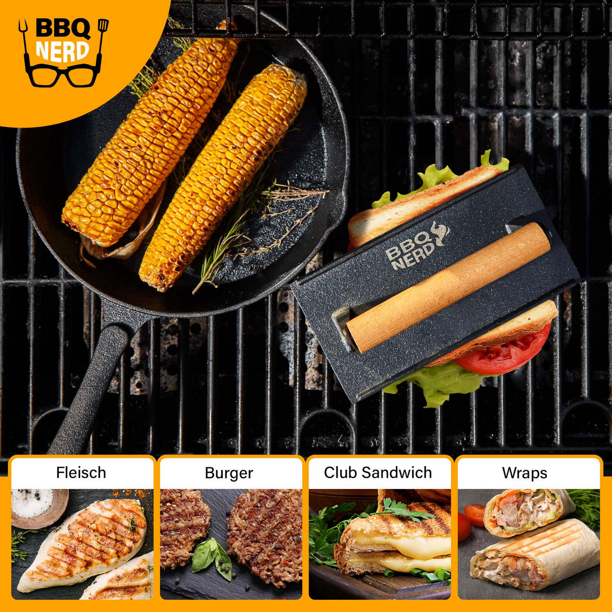 FLEISCHBESCHWERER Gusseisen 21x11cm - Schwarz, Metall (12/8/23cm) - BBQ Nerd