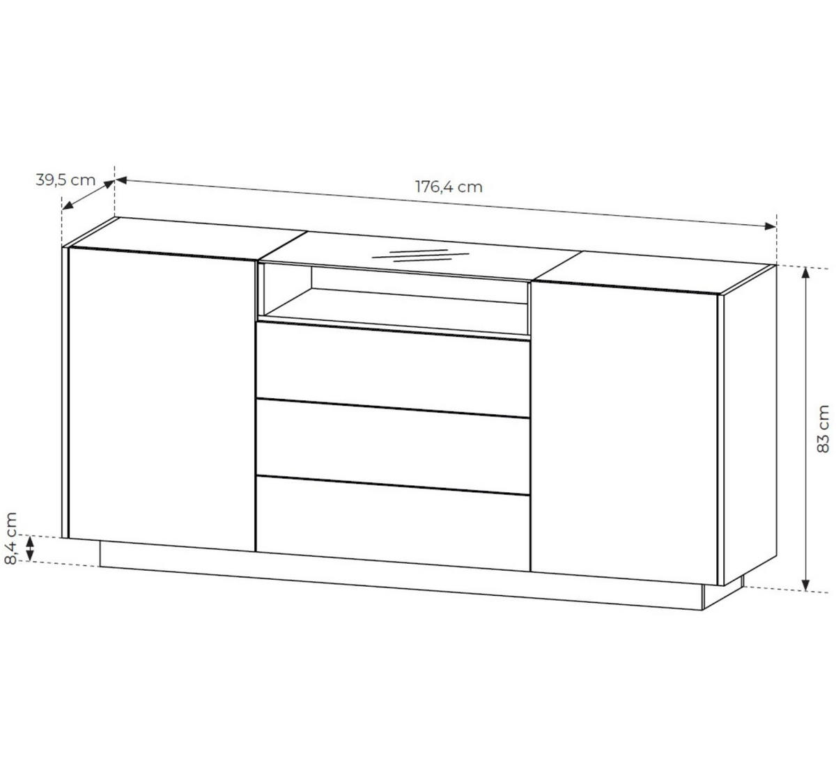 KOMMODE Kiro Beige, mit Schubladen und LED - Beige, Holzwerkstoff (176/83/40cm) - Bettso