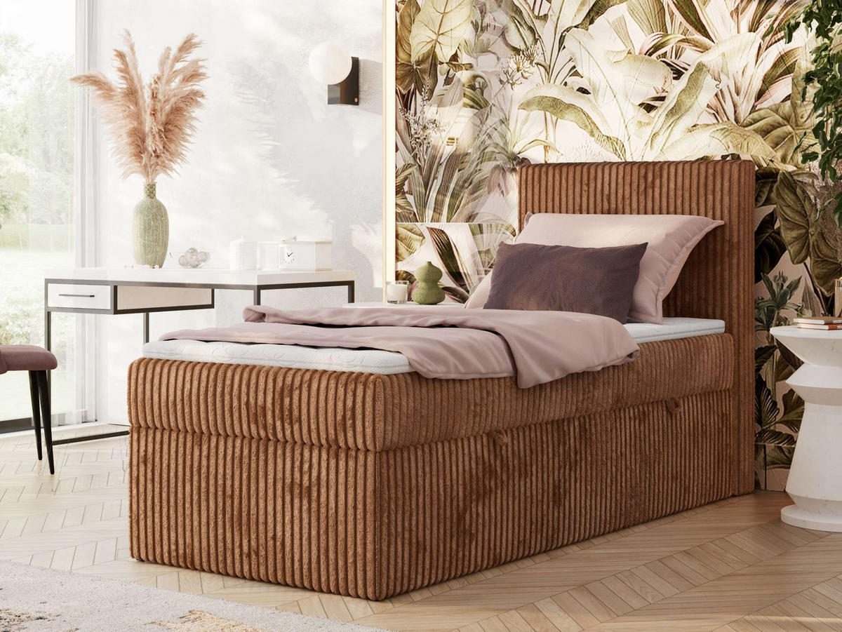 BOXBETT TILIANO 90/200 - Orange Cord - H4 - Visco Topper - Rechts - Orange, Textil (90/200cm) - MKS