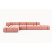 ECKSOFA Mit Hocker GRAND L, Stoff Salvador, Rosa, Links - Rosa, Holz (386/179cm) - Kaiser Möbel