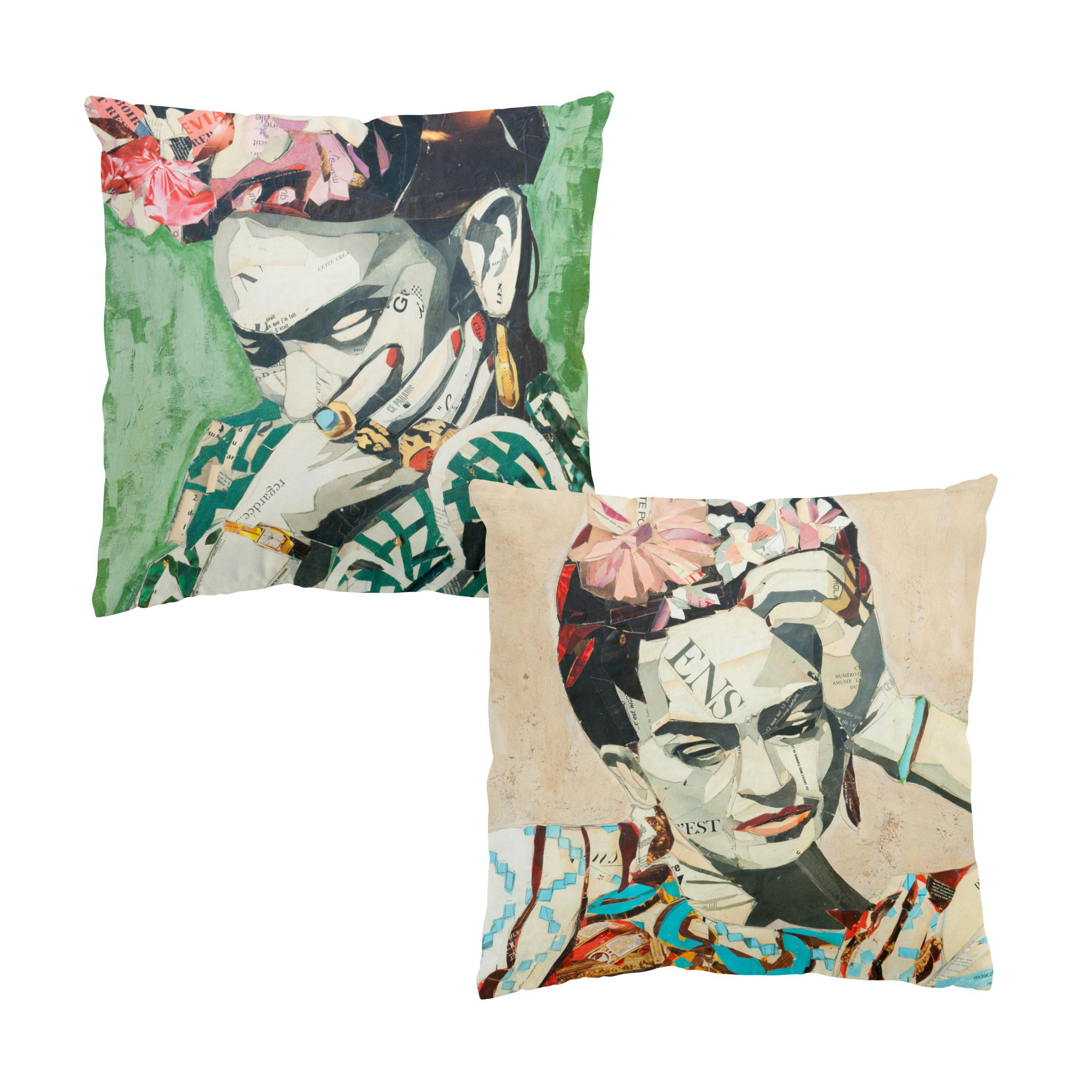 DEKOKISSEN 2er-Set Frida Kahlo - Collagen Duo I 50/50 cm - Multicolor, Textil (50/50cm) - Bilderwelten
