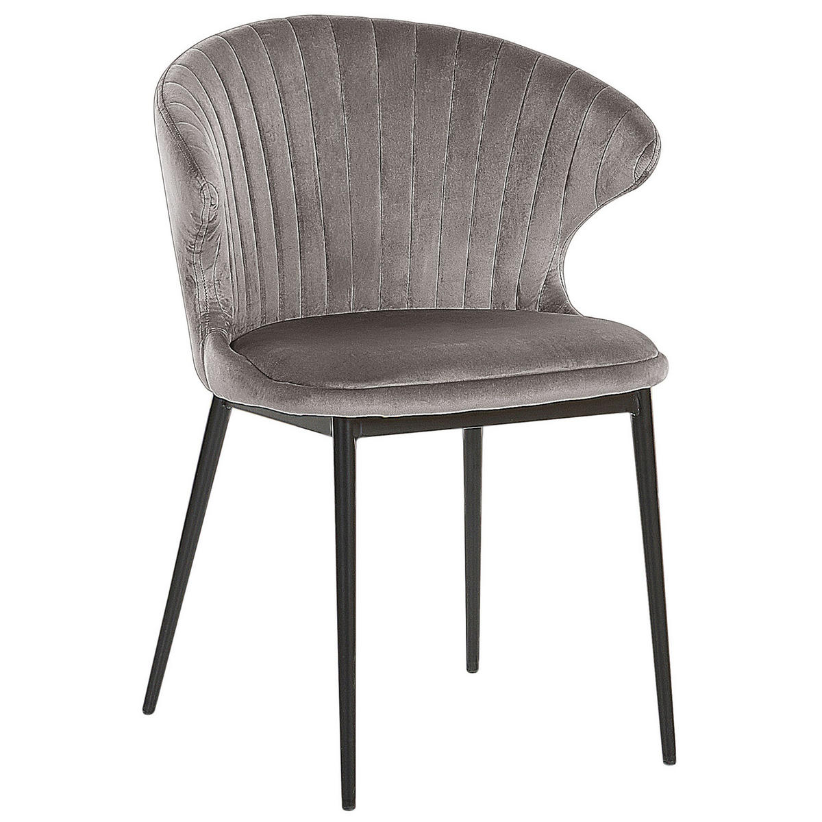 ESSZIMMERSTUHL 2er-Set Samtstoff Grau Augusta - Grau, Textil/Metall (59/81/50cm) - Beliani