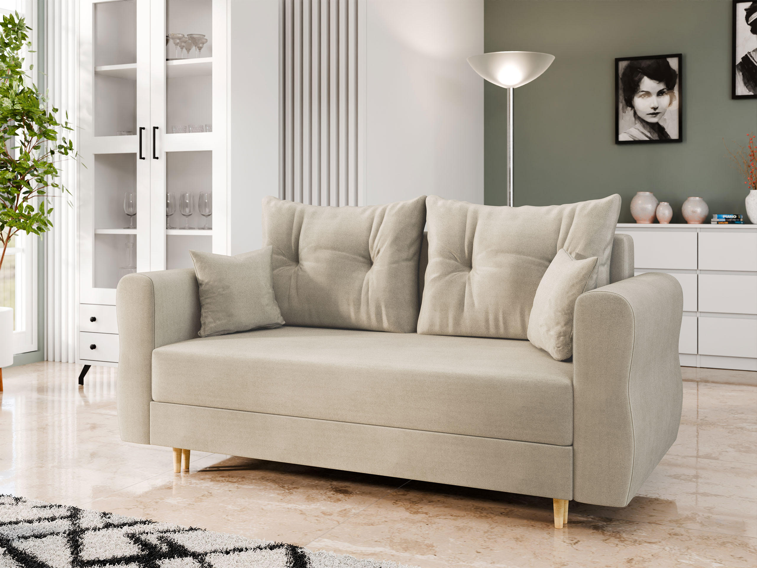 SCHLAFSOFA Zako 2 - Beige/Naturfarben, Holz/Textil (167/85/77cm) - MIRJAN24