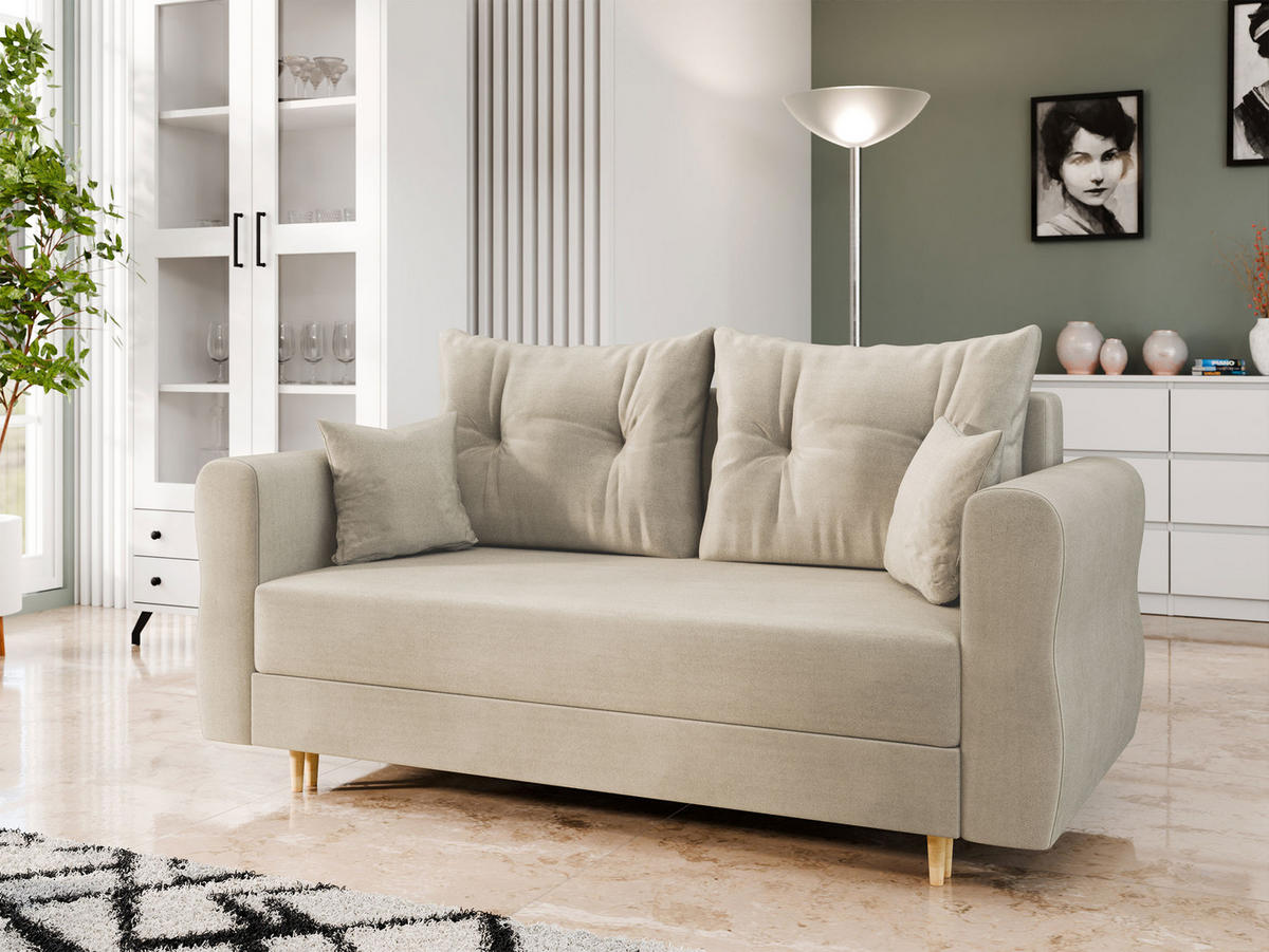 SCHLAFSOFA Zako 2 - Beige/Naturfarben, Holz/Textil (167/85/77cm) - MIRJAN24