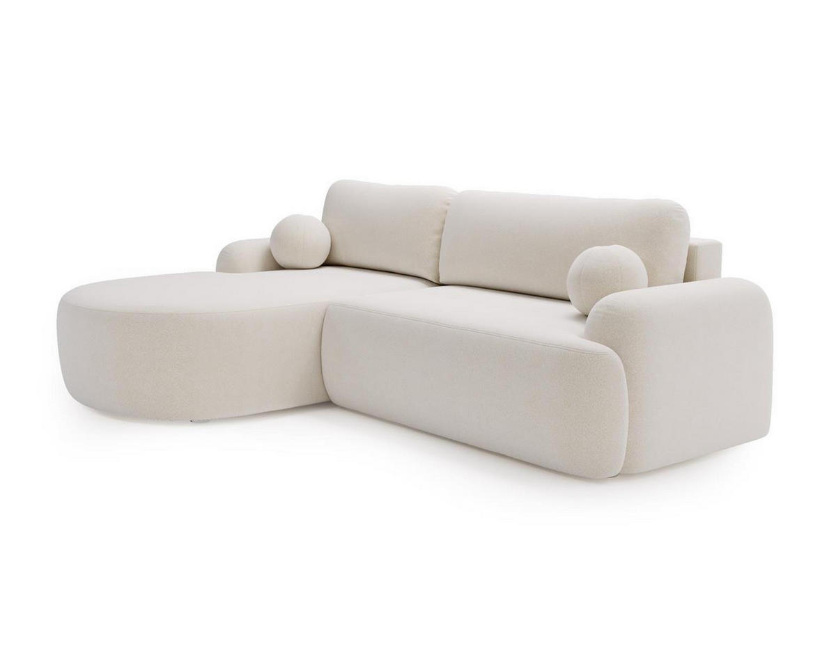 ECKSOFA mit Schlaffunktion L Form OLIO Creme - Creme, Holzwerkstoff (261/177cm) - Compleo24
