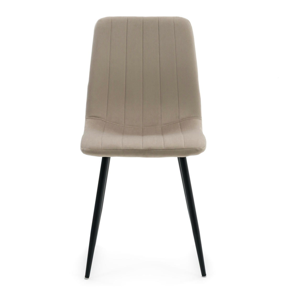 STUHL GELA gepolstert mit Steppung - dunkelbeige - Samt Velours - Schwarz/Braun, Textil/Metall (45/89/53cm) - NEW HOME