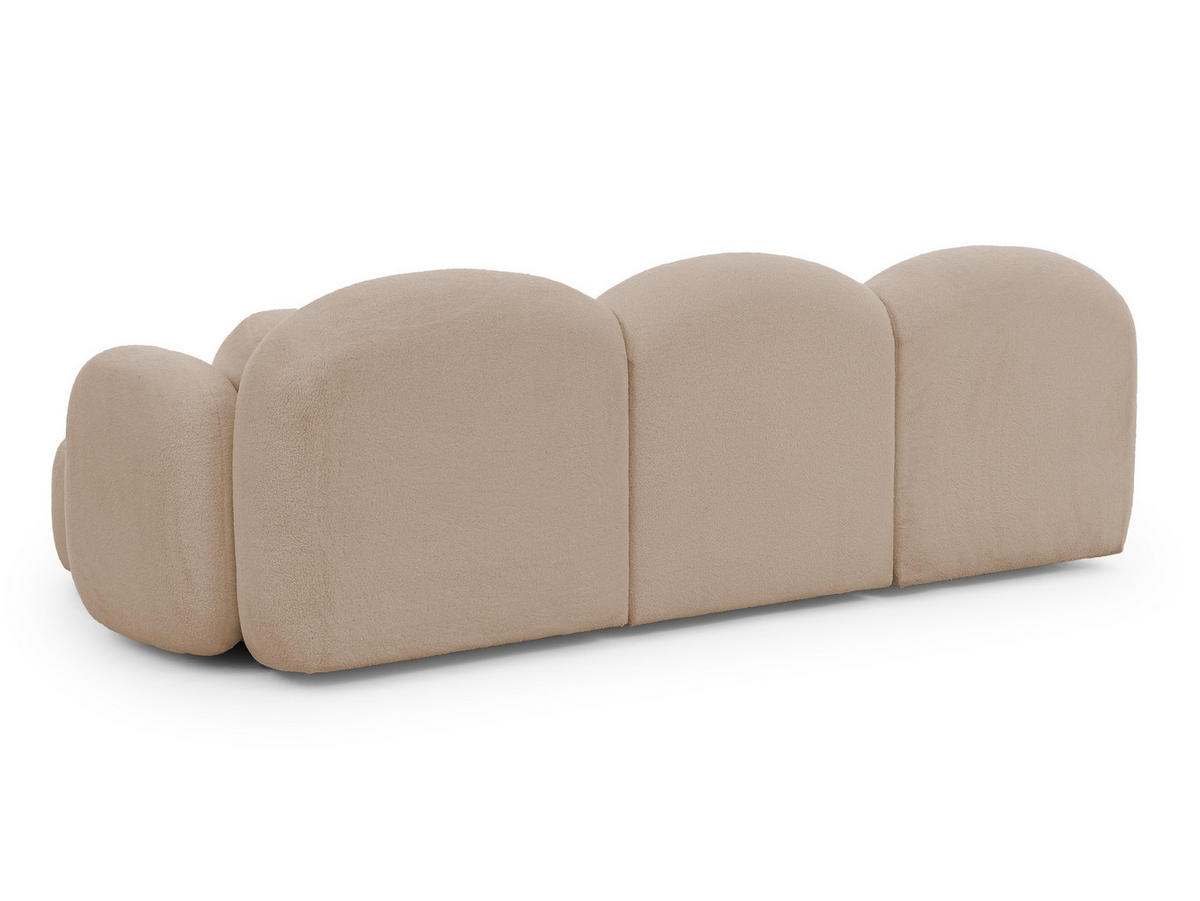 ECKSOFA Nuvola mit abgerundetem Design Hellbeige Bouclé-Stoff - Ottomane Rechts - Beige/Schwarz, Holz/Kunststoff (268/146cm) - S-Style Möbel