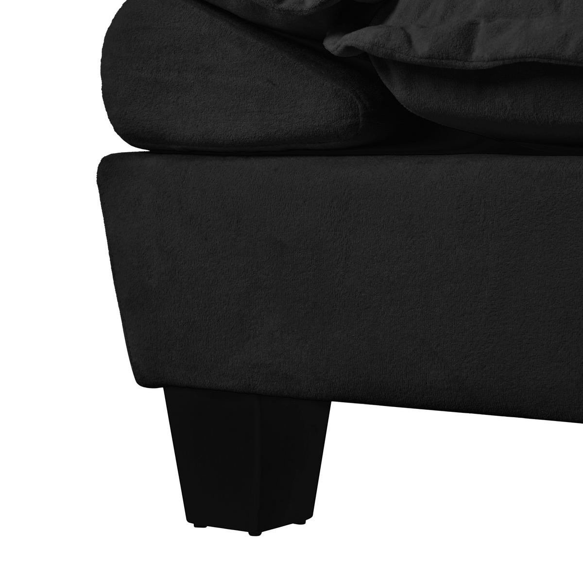 ECKSOFA mit Ottomane 263 x 151 x 90 cm Schwarz - Schwarz, Holz (151/263cm) - Meubliv