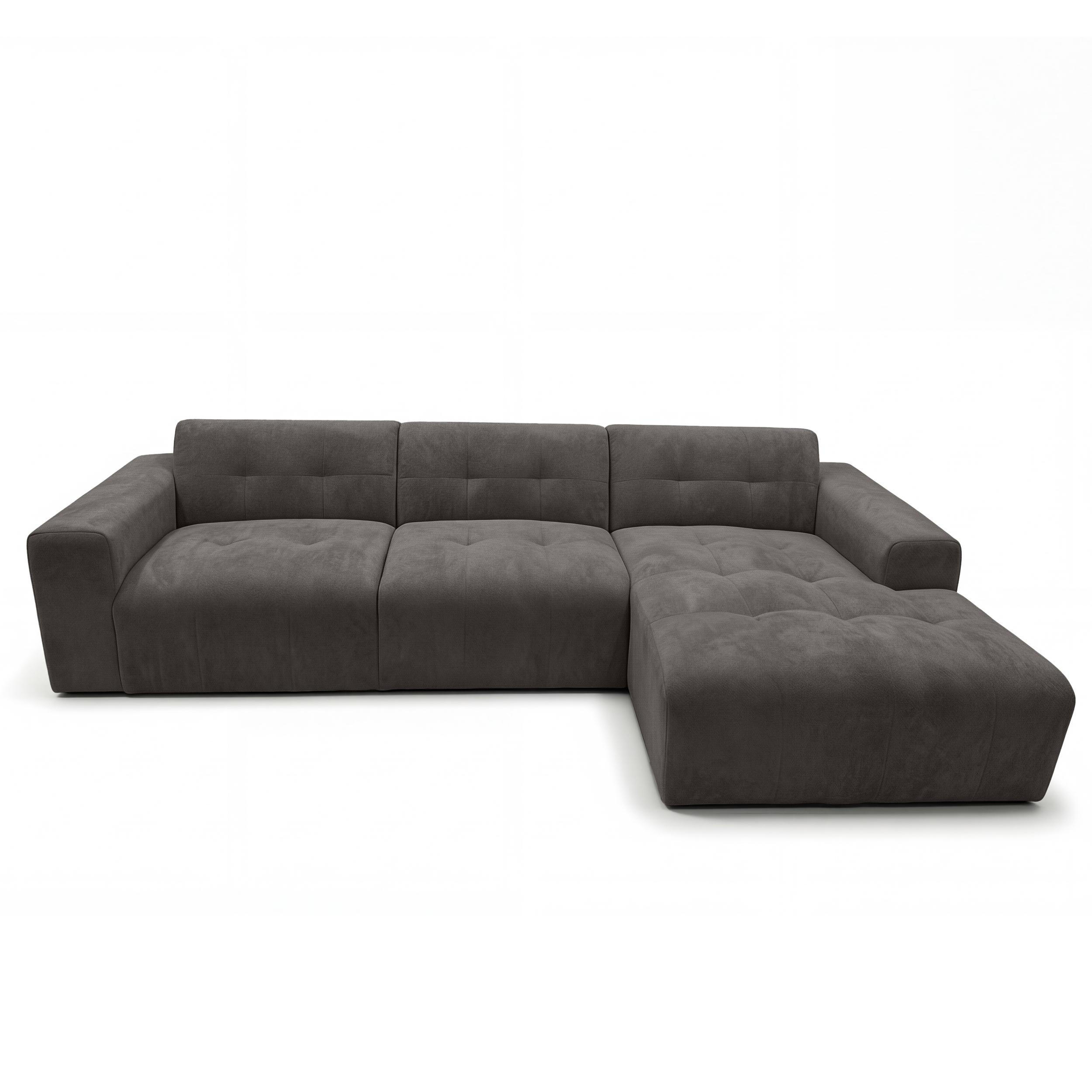 ECKSOFA L Form Corlu Dunkelgrau 310/165/78 cm – stilvolle kleine Eckcouch Rechts - Dunkelgrau/Schwarz, Kunststoff/Textil (165/310cm) - AX Living