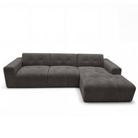 ECKSOFA L Form Corlu Dunkelgrau 310/165/78 cm – stilvolle kleine Eckcouch Rechts - Dunkelgrau/Schwarz, Kunststoff/Textil (165/310cm) - AX Living
