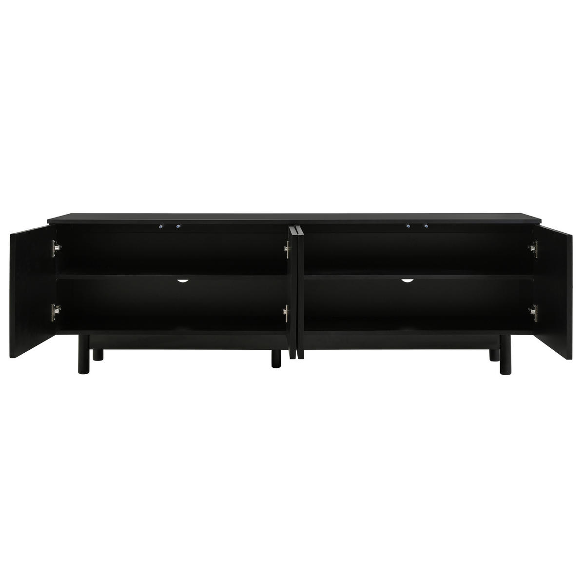 TV-LOWBOARD aus MDF und Spanplatte 175x38x56 cm Schwarz mit 4 Türen und verstellbaren Einlegeböden - Schwarz, Holzwerkstoff (175/56/38cm) - IVMEU