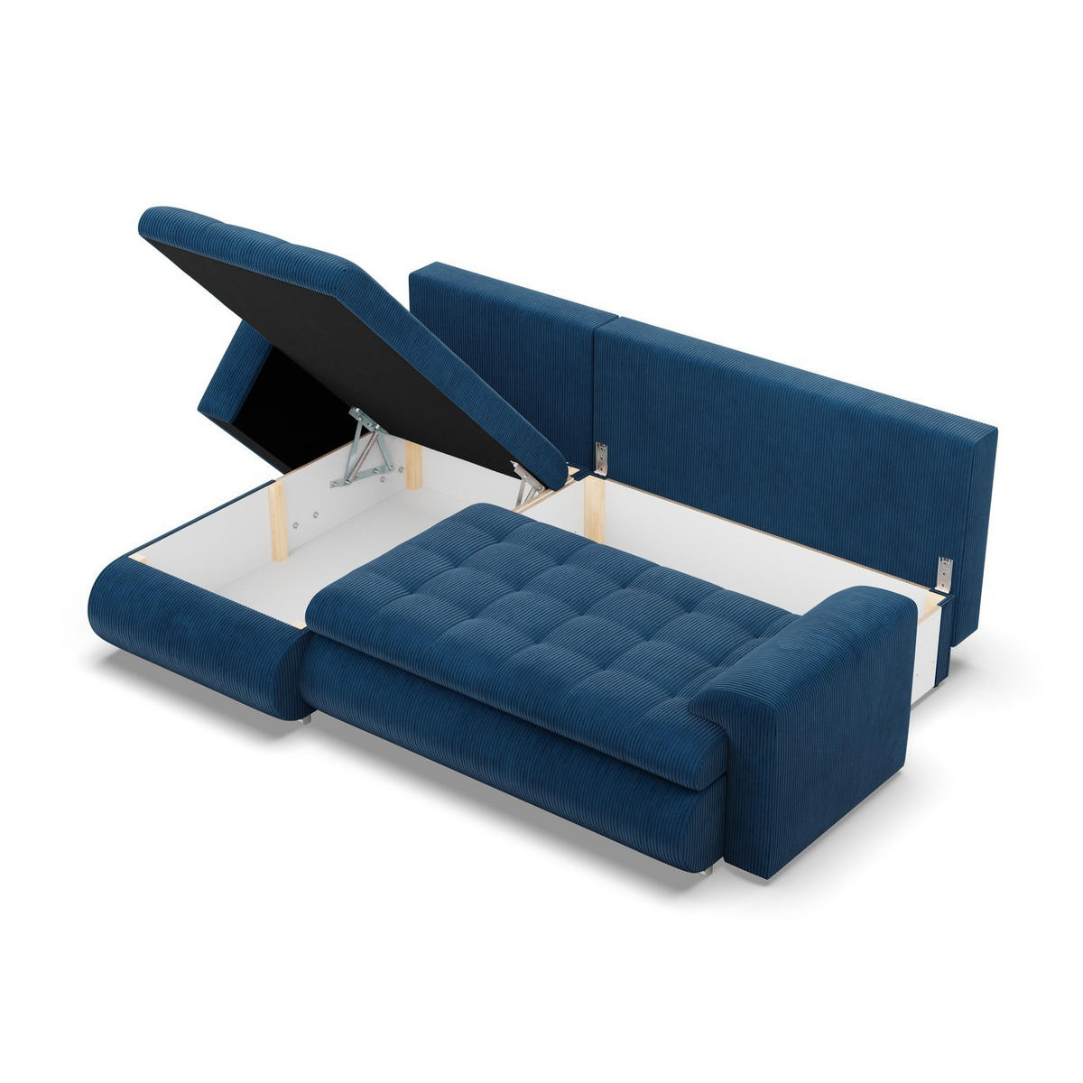 ECKSOFA LINKS MIT SCHLAFFUNKTION FORESTA, Cord - Dunkelblau - Dunkelblau, Textil (230/159cm) - Mebligo