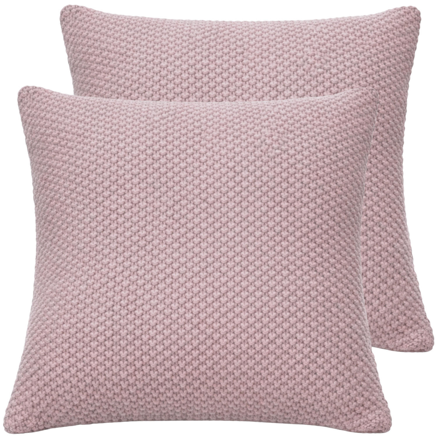 KISSENBEZUG 50x50 im 2er Set, Strick Dekokissenbezug, Wohnzimmer Sofakissenbezug für Sofa, Bett, Couch - Rosa - Hellrosa, Textil (50/50cm) - Carpe Sonno