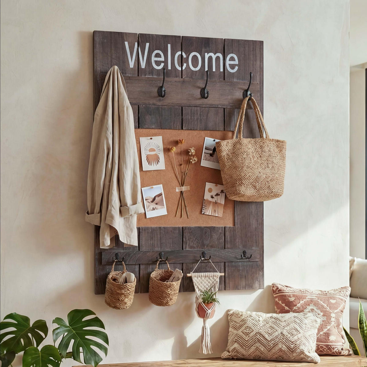 WANDGARDEROBE MIT PINNWAND Braun - Braun, Holz (60/91/3cm) - MCW