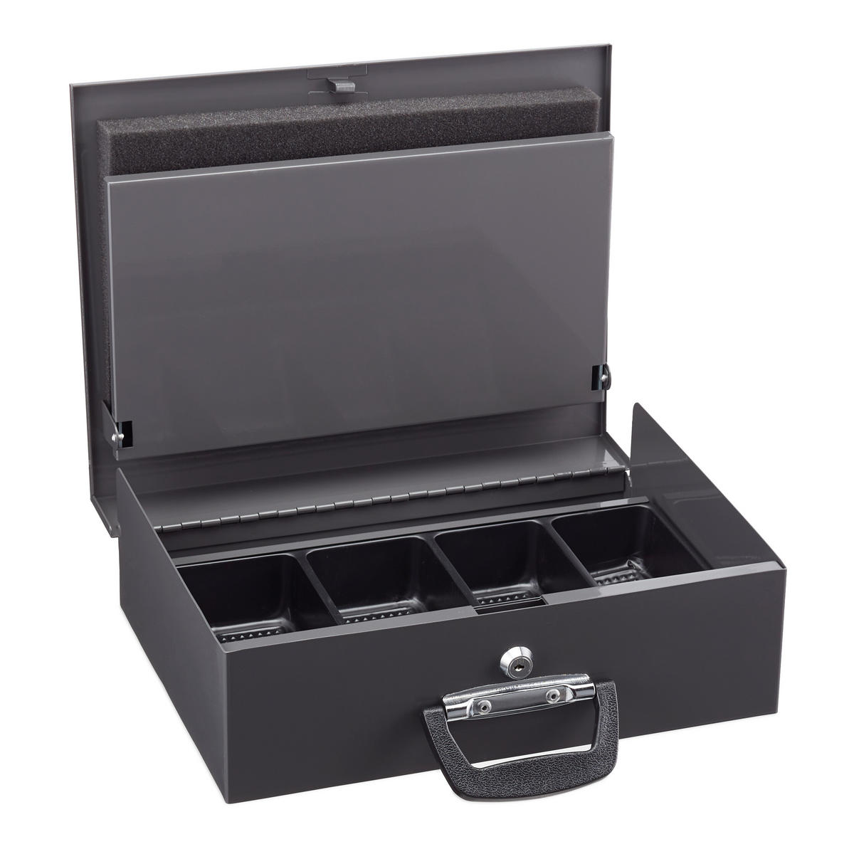 POKLADNA na mince Euro - šedá, kov/plast (36/11.5/28.5cm) - Relaxdays