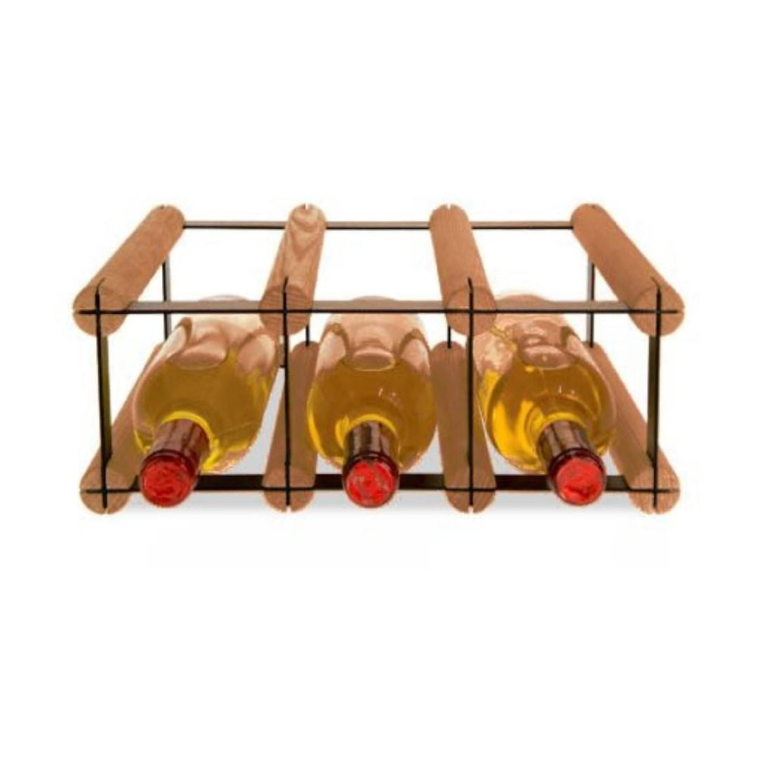 WEINREGAL Vinotega Mod Metal 12,5x32,5x24,5 cm 3x1 Flaschen Massives Kiefernholz Braun Geölt - Braun, Holz (32.5/12.5/24.5cm) - PROREGAL