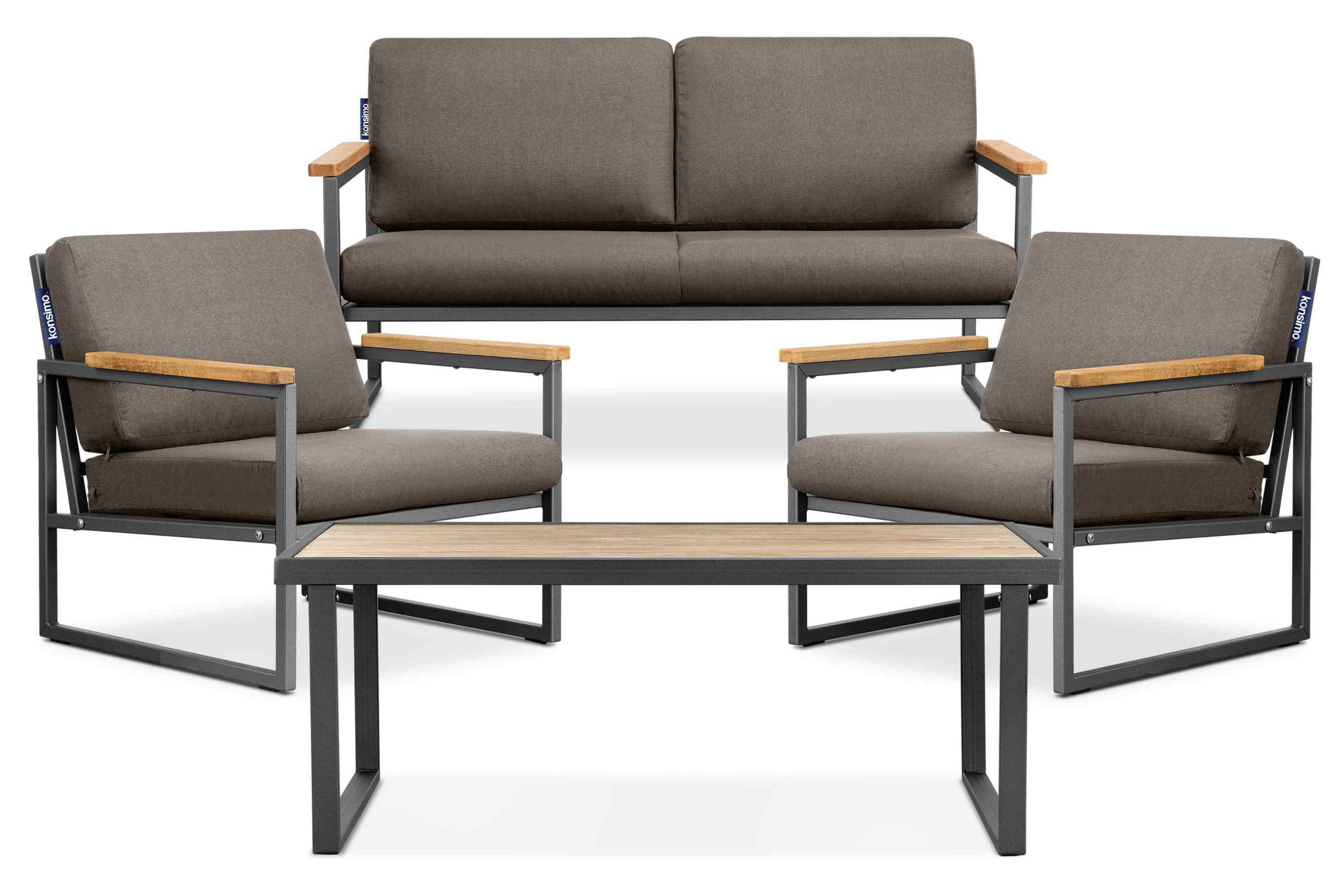 GARTENSET TRIBO Industriestil für 4 Personen, Anthrazitfarbenes - Anthrazit/Beige, Metall - KONSIMO®