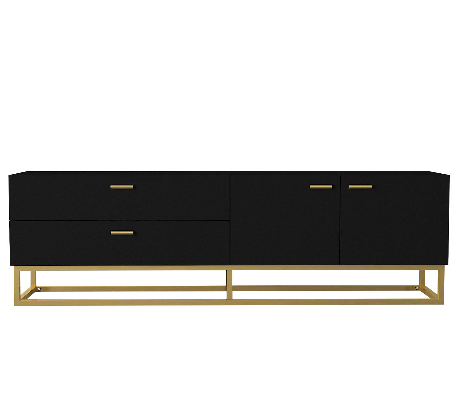 TV-LOWBOARD Theodora Schwarz Gold mit Metall Füße - Goldfarben/Schwarz, Holzwerkstoff/Kunststoff (160/48.1/36.8cm) - moebel17