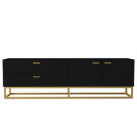 TV-LOWBOARD Theodora Schwarz Gold mit Metall Füße - Goldfarben/Schwarz, Holzwerkstoff/Kunststoff (160/48.1/36.8cm) - moebel17