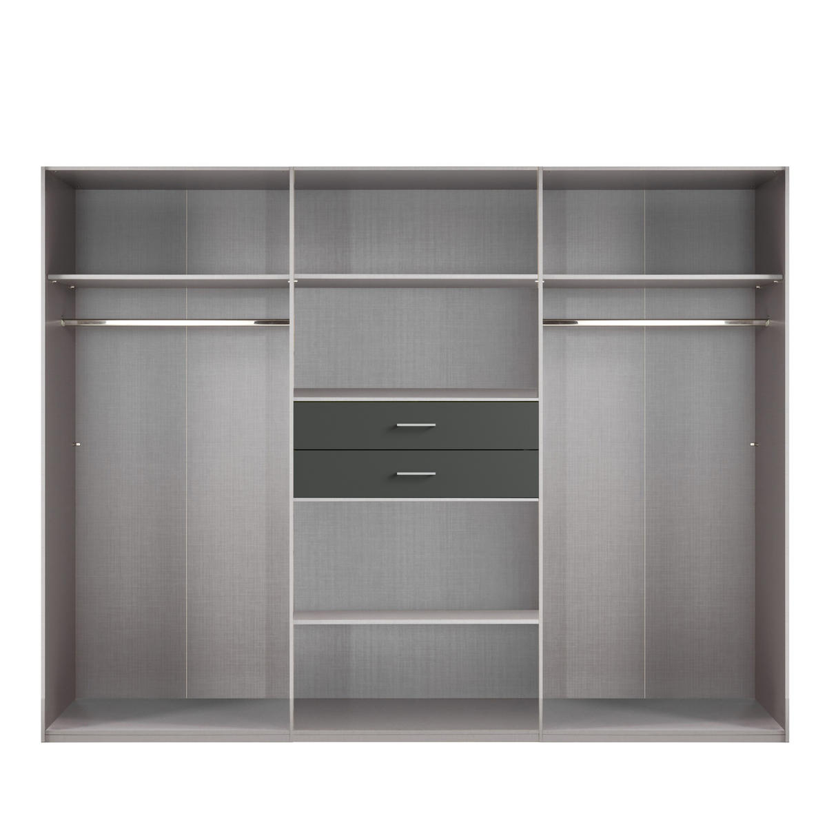 DREHTÜRENSCHRANK Kleiderschrank B270/H208/T58 cm mit Schubkästen & 2 Spiegeltüren, Weiß mit Absetzungen in Eiche Dekor / 22595 - Eichefarben/Silberfarben, Holzwerkstoff/Kunststoff (270/208/58cm) - luma-home