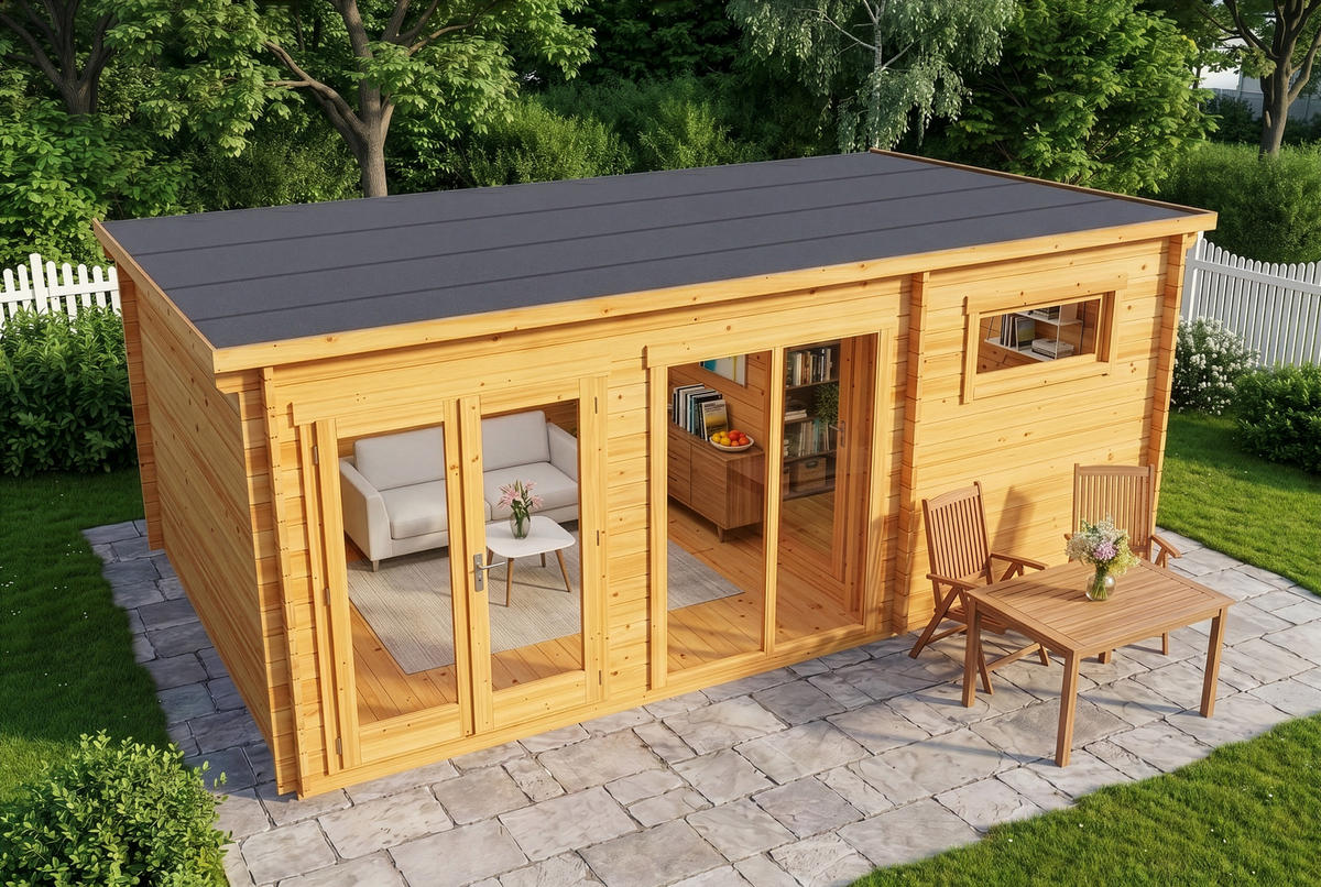 GARTENHAUS Holz Atrium - Pinienfarben, Holz (598/230/420cm) - Alpholz