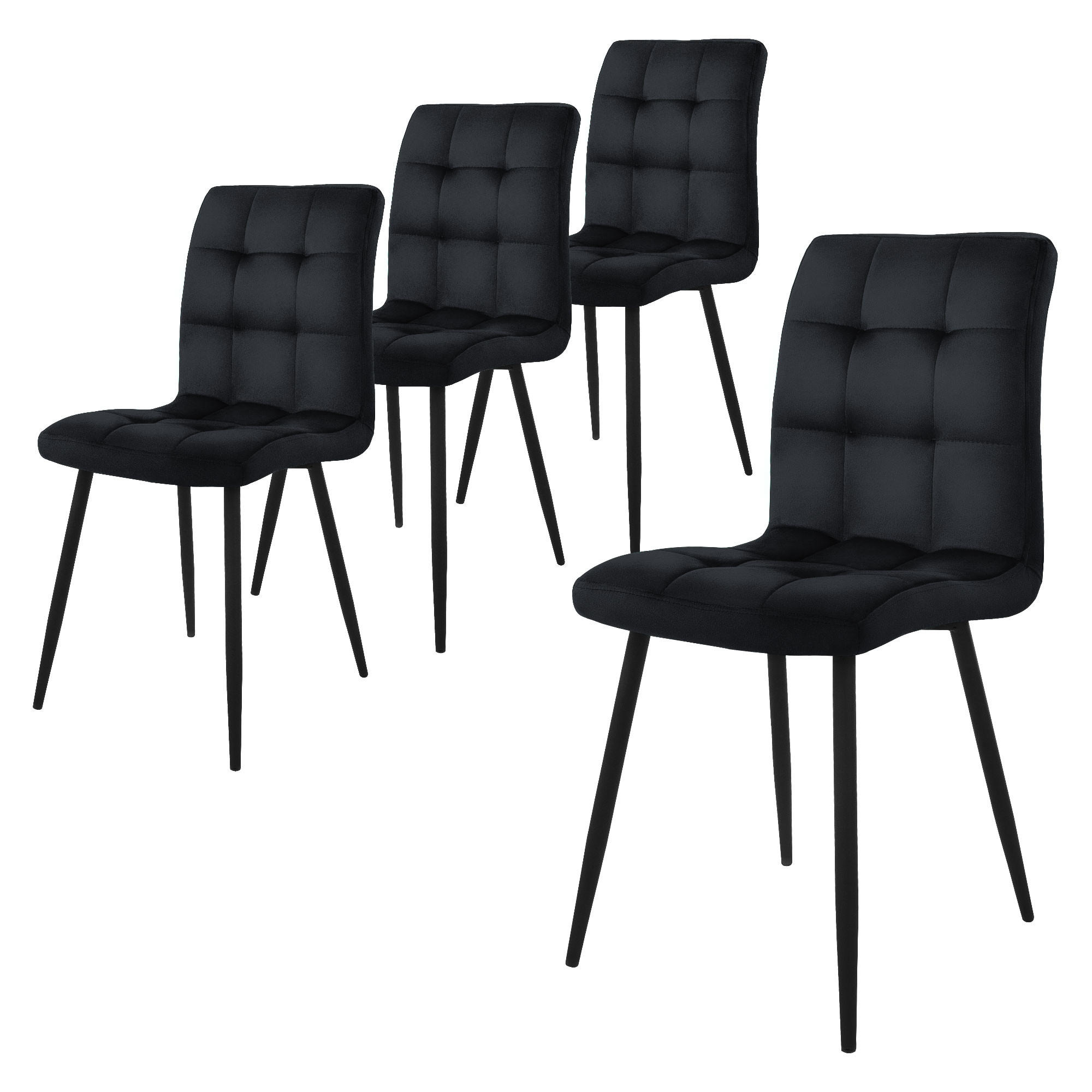 ML-DESIGN JÍDELNÍ ŽIDLE, sada 4 ks, černý samet