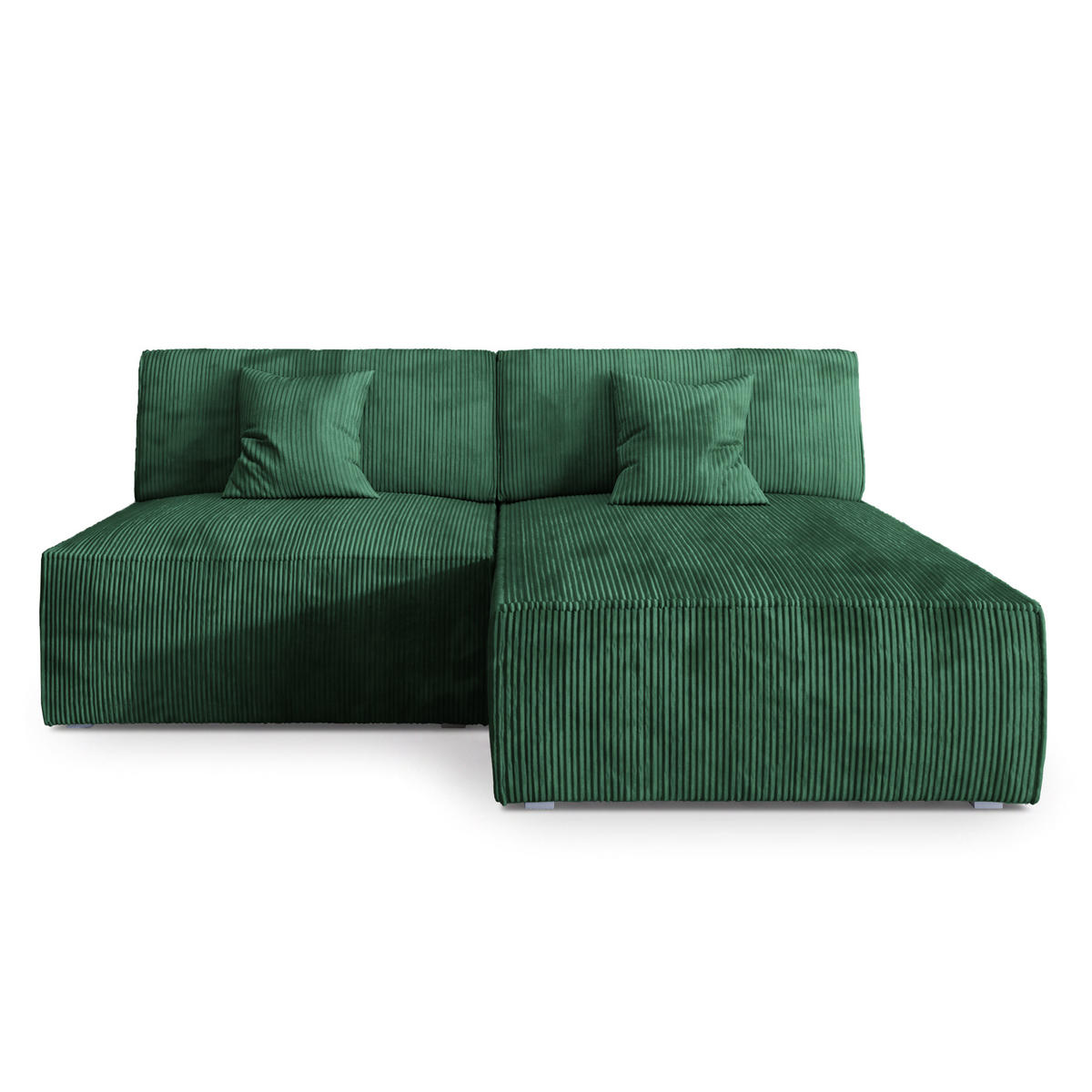 ROHOVÁ SEDAČKA FIORO tmavě zelená - šedá/tmavě zelená, dřevo/textil (204/148cm) - MASSENO