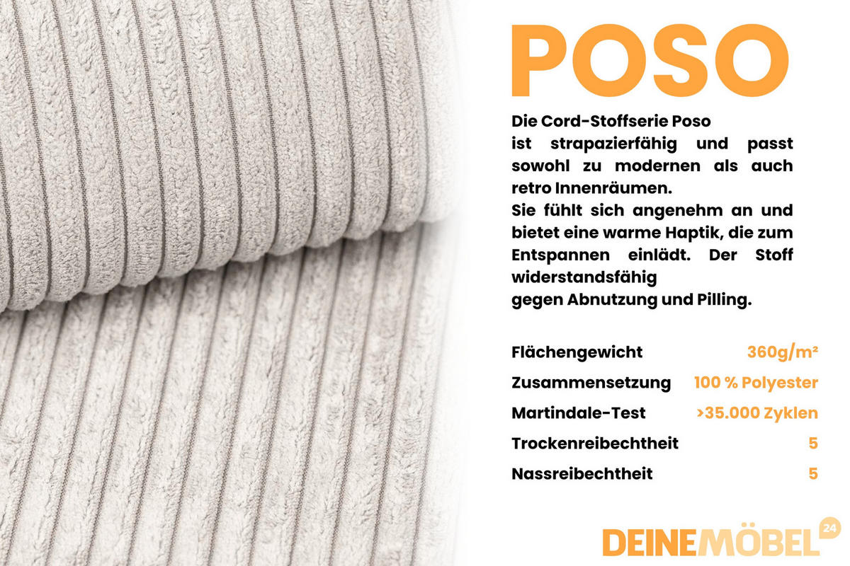 BOXBETT LOFT IV 180/200 Cord Ecru mit Taschen-Federkernmatratzen 7 Zonen H4 - Ecru, Holz/Holzwerkstoff (180/200cm) - Deine Möbel 24