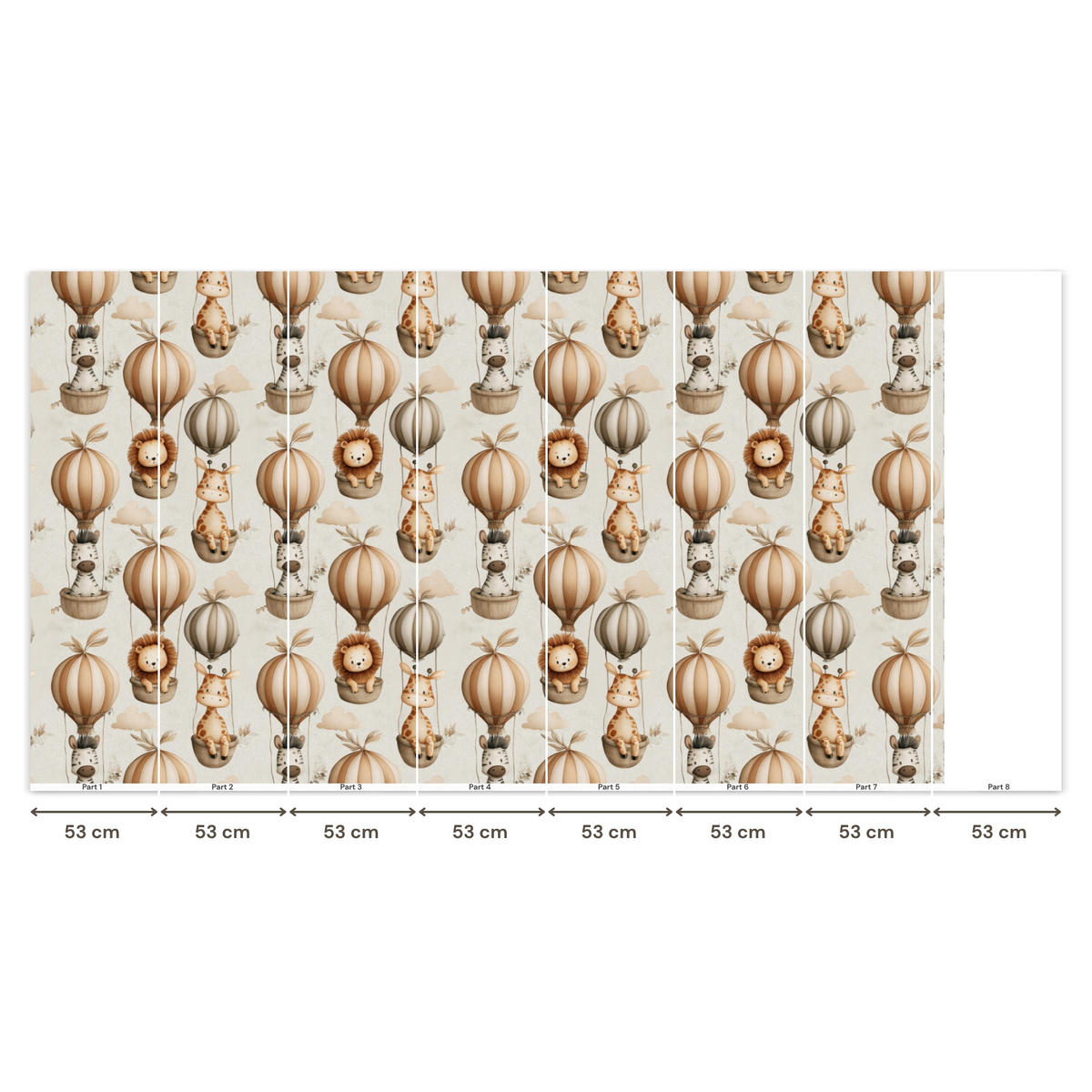 KINDERTAPETE - Safari - Heißluftballons - Taupe - 400x220 cm - Beige, Papier (400/220cm) - OnlyWow