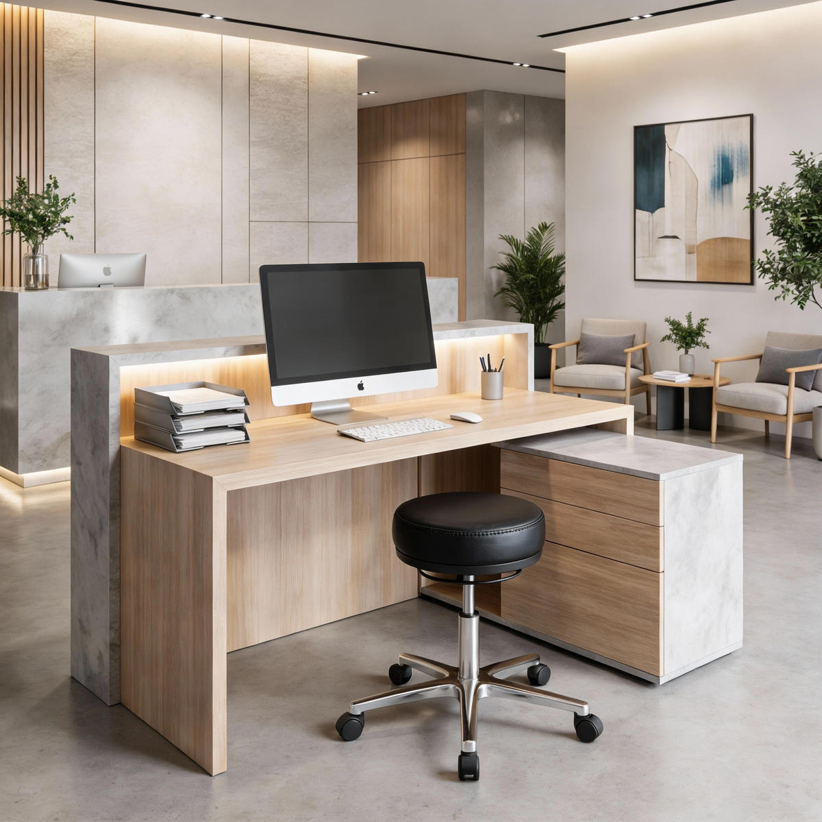 ARBEITSHOCKER Echtleder Schwarz - höhenverstellbar, 150kg belastbar - Schwarz, Leder/Metall (58/46/58cm) - Versee