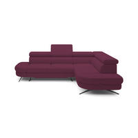 ECKSOFA OTIS L-förm, Schlaffunktion, verstellbare Kopfstützen, in AURORA-Stoff, lose Rückenkissen, freistehend, RECHTS 276x218x97 cm Purple - Lila, Holz/Textil (276/218cm) - DomoHome