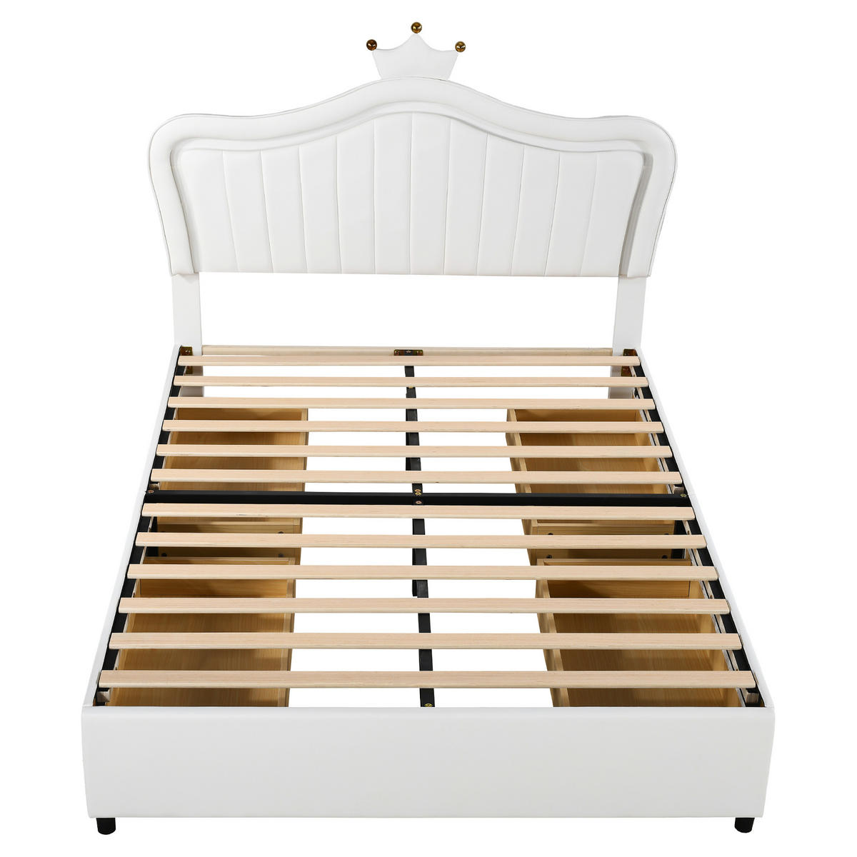 POLSTERBETT 140/200 cm weiß mit Stauraum und LED-Beleuchtung - Weiß, Textil (140/200cm) - OKWISH