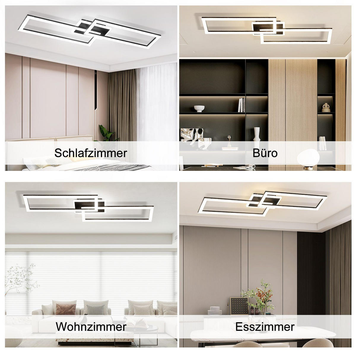 LED-DECKENLEUCHTE Gregor 80/26/8 cm - Schwarz, Metall (80/26/8cm) - Nettlife