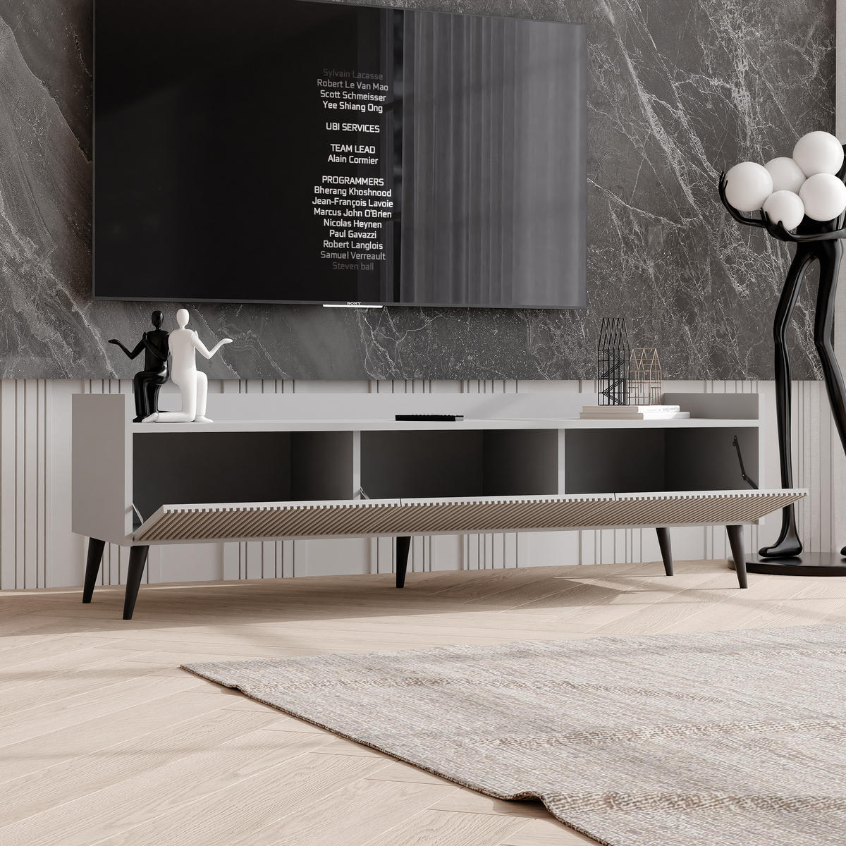 TV-LOWBOARD SCALA stehend, 150 cm Kaschmir - Kaschmir/Schwarz, Holzwerkstoff/Metall (150/45/41cm) - Idohome