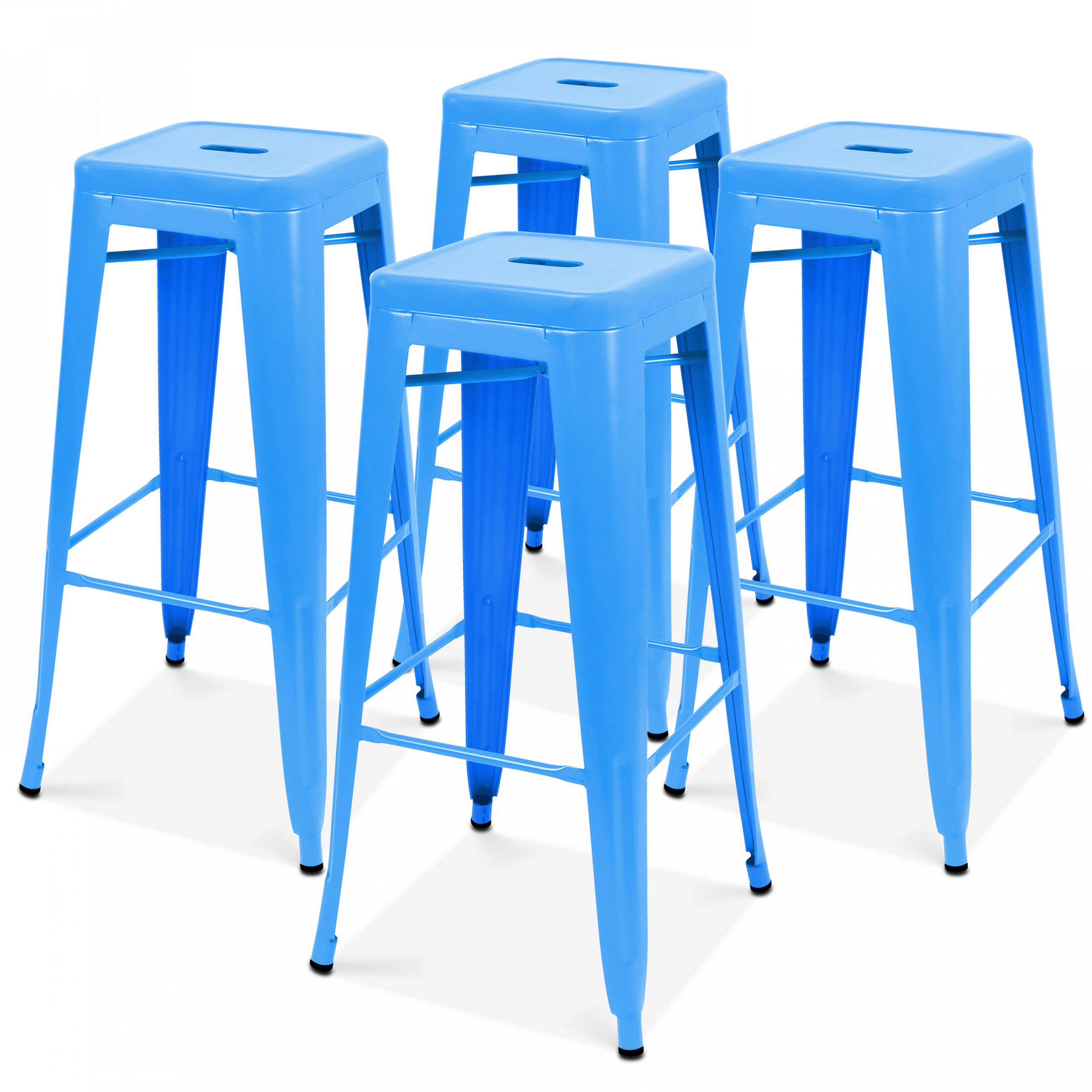 HOCHSTUHL 4-tlg., Blau - Blau, Metall (43/76/43cm) - Oviala