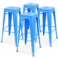 HOCHSTUHL 4-tlg., Blau - Blau, Metall (43/76/43cm) - Oviala
