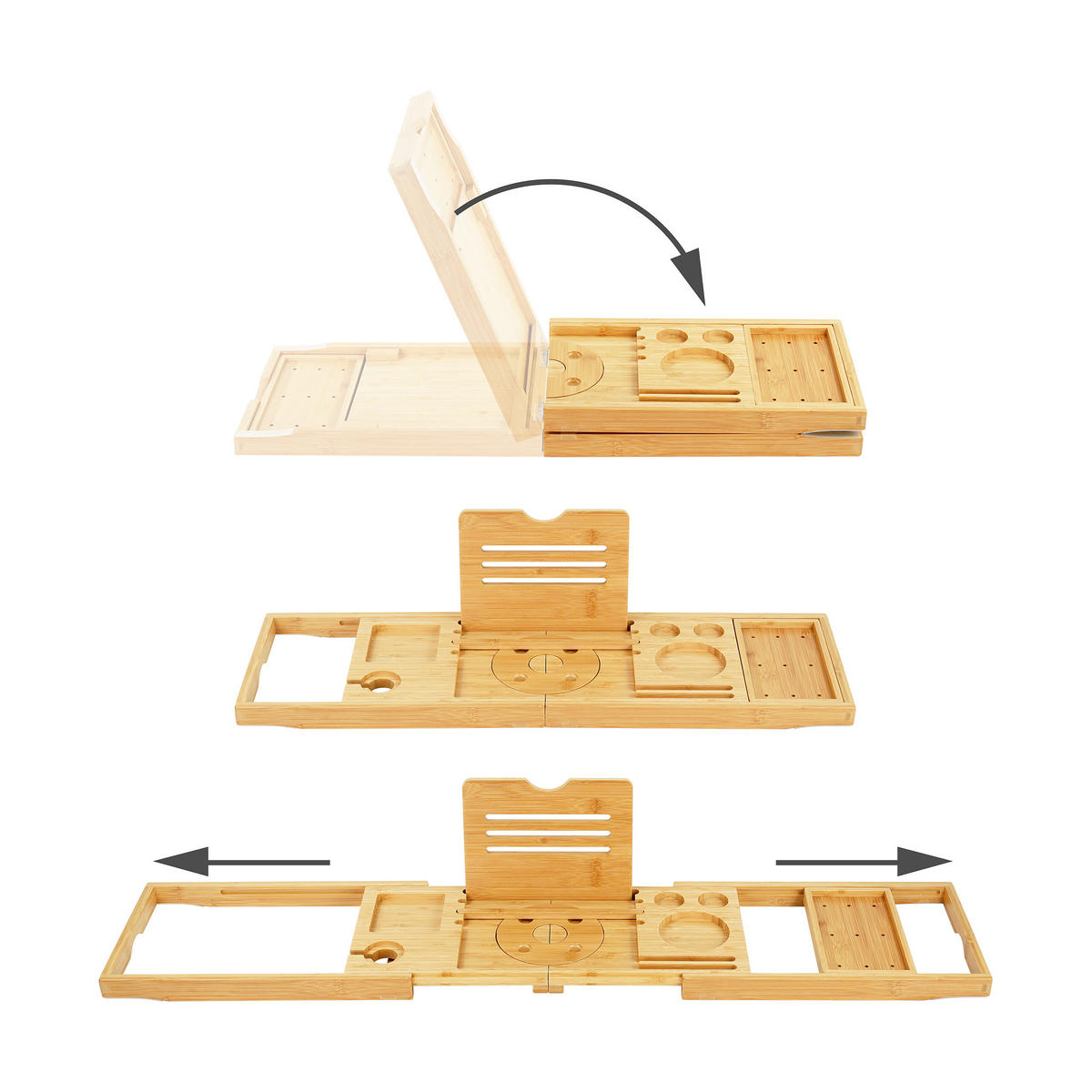 BADEWANNENABLAGE - Hellbraun, Holz (105/3.5/22cm) - Relaxdays