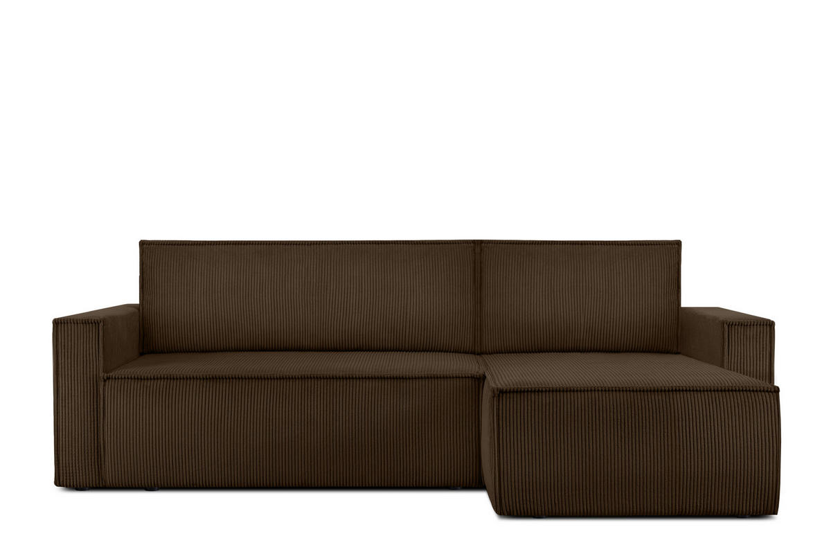 ECKSOFA-LINKS/RECHTS NAPI Schlaffunktion mit Cordbezug, dunkelbraun - Dunkelbraun/Schwarz, Textil (246/148cm) - KONSIMO®