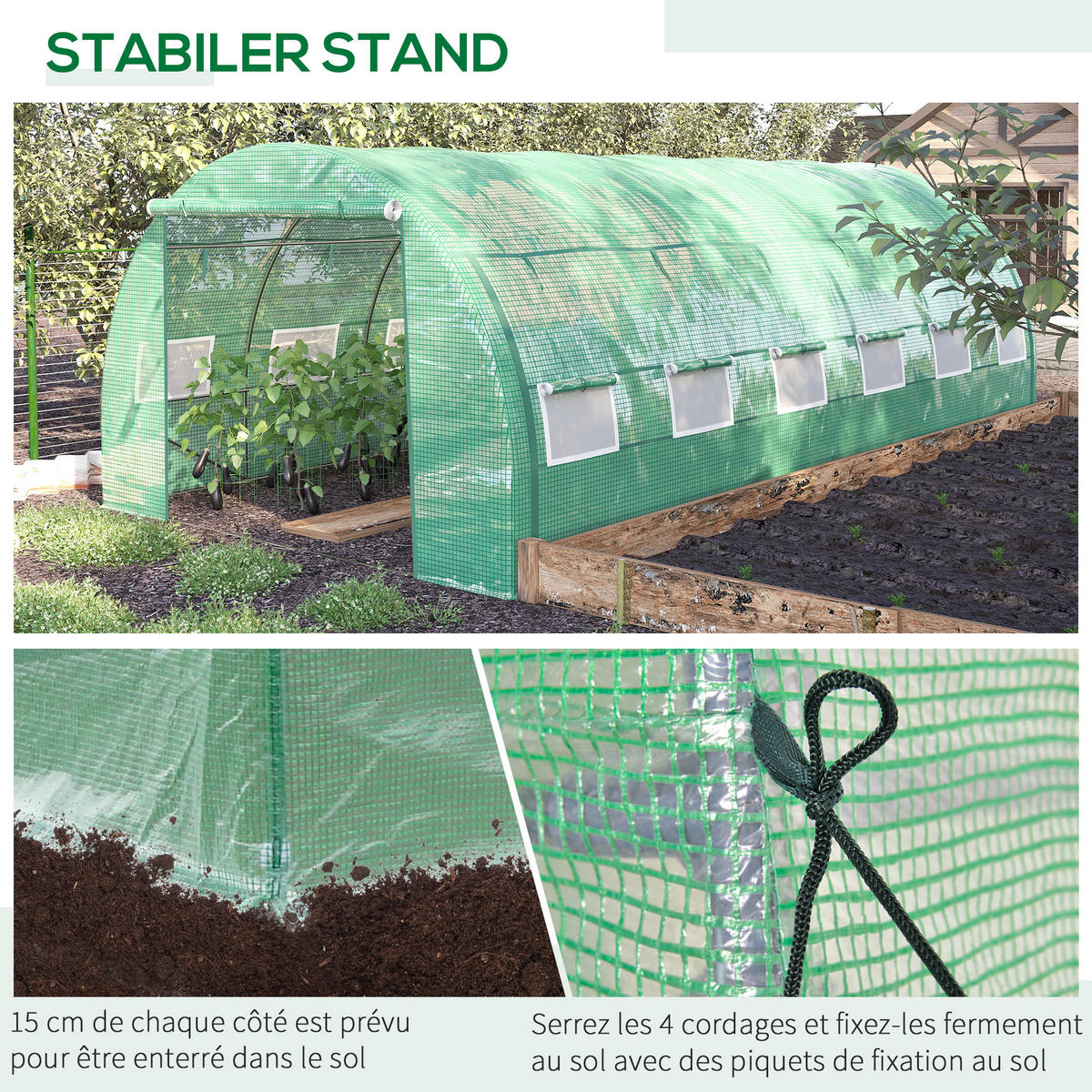GEWÄCHSHAUS DE-11989 mit Tür & 12 Fenstern Grün - Grün, Kunststoff (300/200/597cm) - ComfortXL