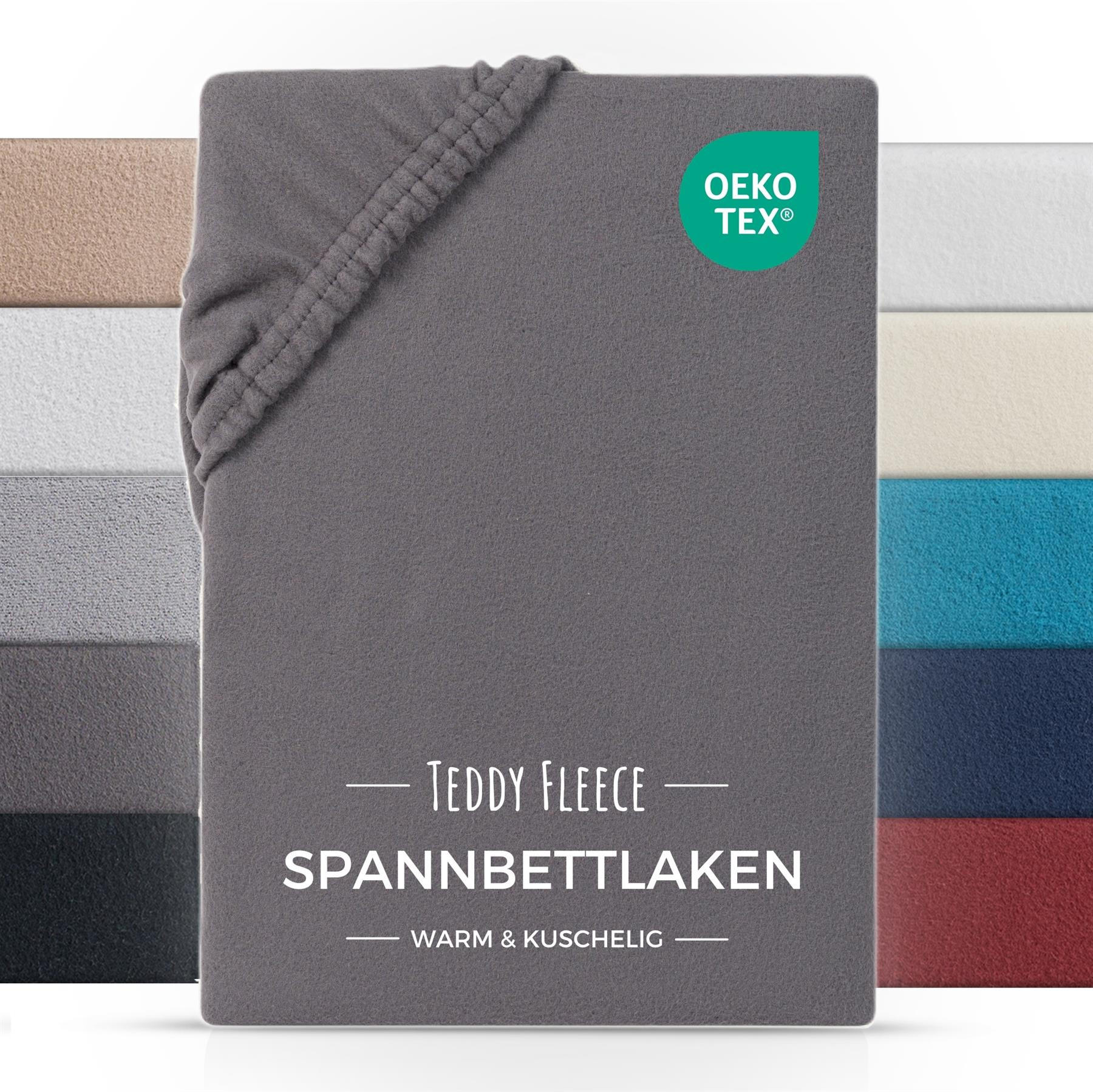 SPANNBETTLAKEN-TEDDY Warmes Winter Bettlaken 160x200 cm, Kuscheliges Teddy Laken Anthrazit - Anthrazit, Textil (160/200cm) - Carpe Sonno