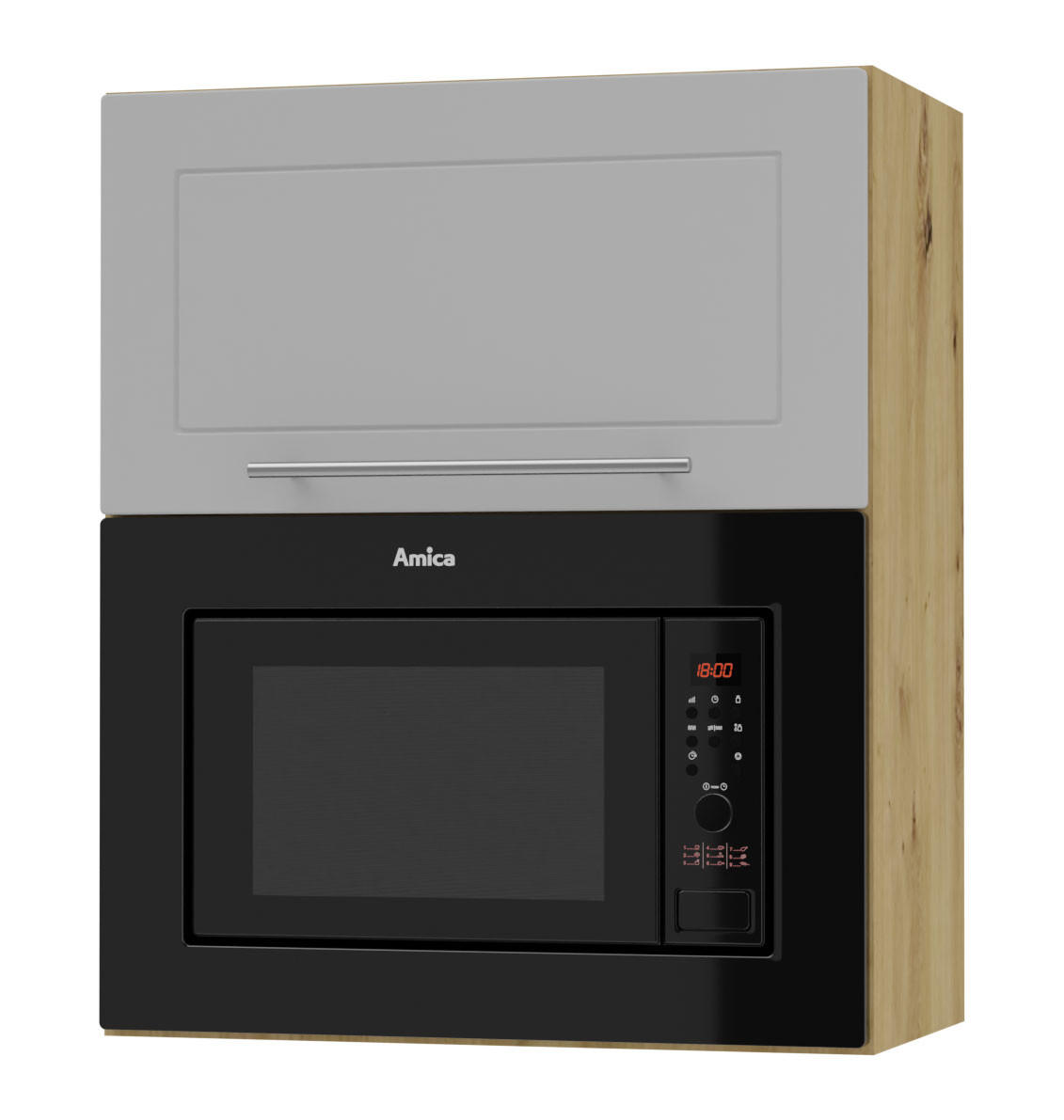 Feldmann-Wohnen Mikrowellenumbauschrank Grau, Eiche Artisan 60x72x32.5 cm