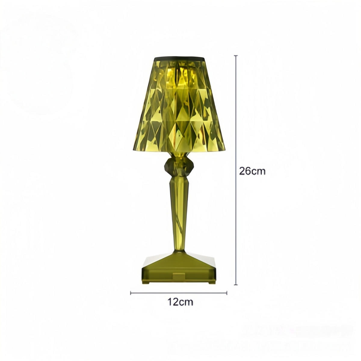 TISCHLEUCHTE Olivgrün Akku Dimmbar Diamantdesign - Olivgrün, Kunststoff (12/26/12cm) - Authentics